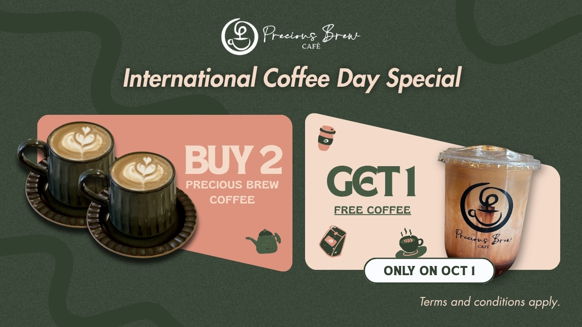 brew 2 get 1 free precious brew cafe international coffee day promo